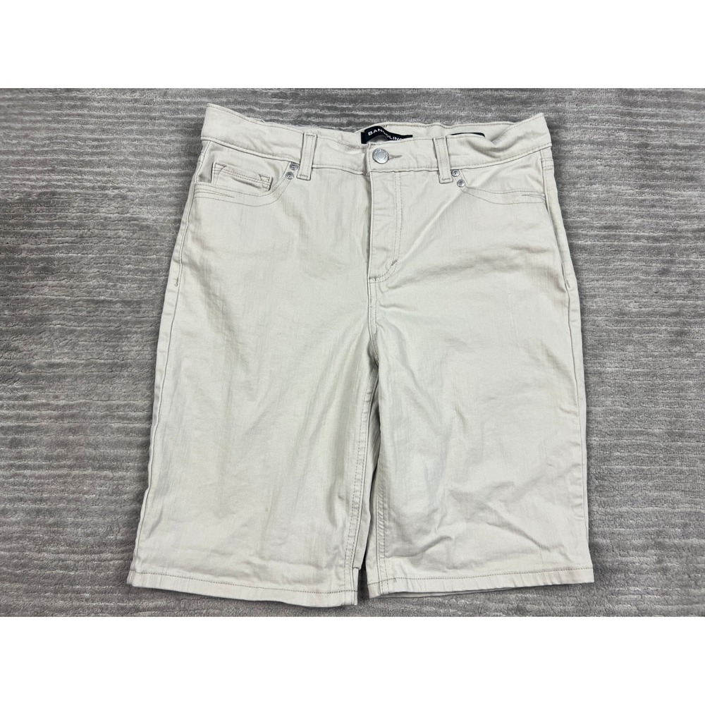 Bandolino Shorts Womens 10 Beige Riley Bermuda Solid Cotton Blend Casual MidRise